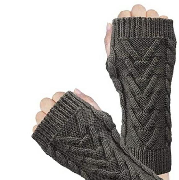 New Dark Grey Arm Warmers Fingerless Gloves - Picture 3 of 3